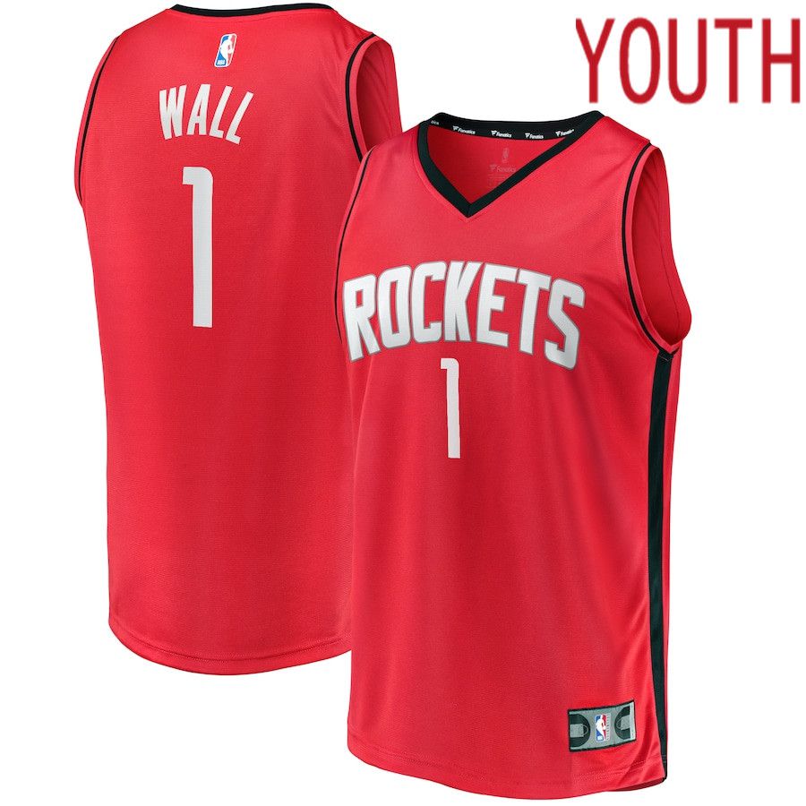 Youth Houston Rockets 1 John Wall Fanatics Branded Red Fast Break Replica NBA Jersey